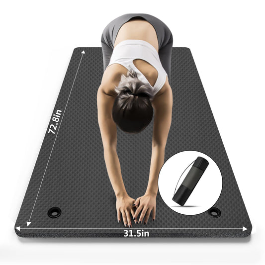 LFS Yoga Mat 72.8" x 31.5" x 2/5 inch Thick With Strap and Bag, Extra Wide Workout Mat for Women and Men, Non Slip Exercise Mat for Home Outdoor Yoga, Pilates, Stretching, Floor & Fitness Workouts
