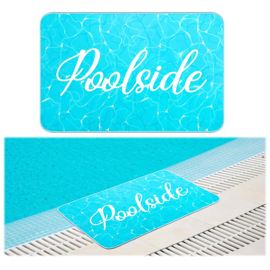 Jenaai 24" X 35" Poolside Mat Outdoor Rug, Non Slip Waterproof Rubber Mat for Deck, Edge of Pool, Patio, Beach, Summer Outside Swimming Decorative (Crystal Splash)