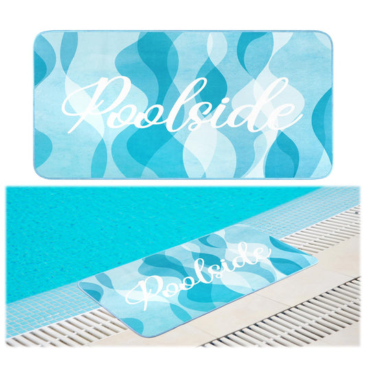 Jenaai 24" X 48" Poolside Mat Outdoor Rug, Non Slip Waterproof Rubber Mat for Deck, Edge of Pool, Patio, Beach, Summer Outside Swimming Decorative (Waves)