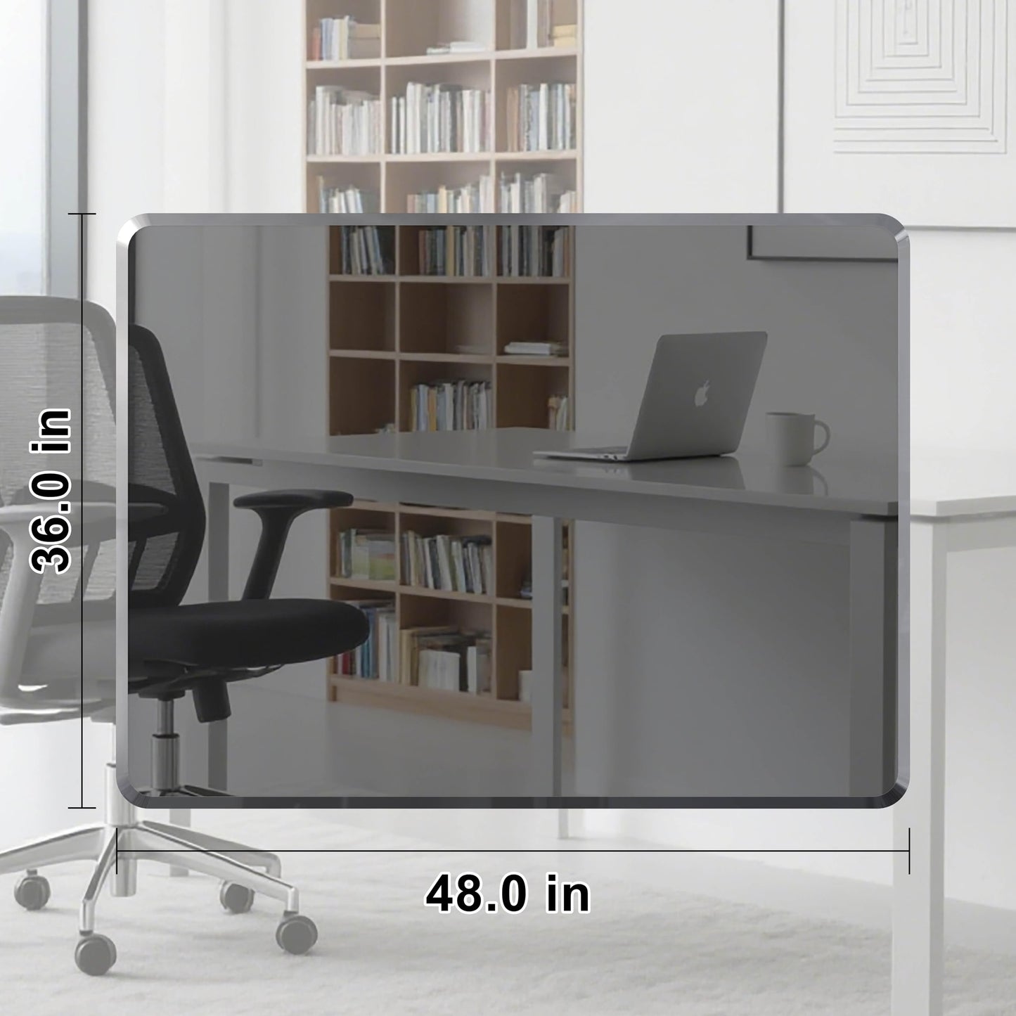MESAILUP Beveled Edge Office Chair Mat for Carpet or Hardwood Floor Crystal 36" x 48" Clear Chair Mats Easy Roll On/Off, Hard Heavy Duty and Non-Slip Pad Floor Ultimate Desk Chair Mat