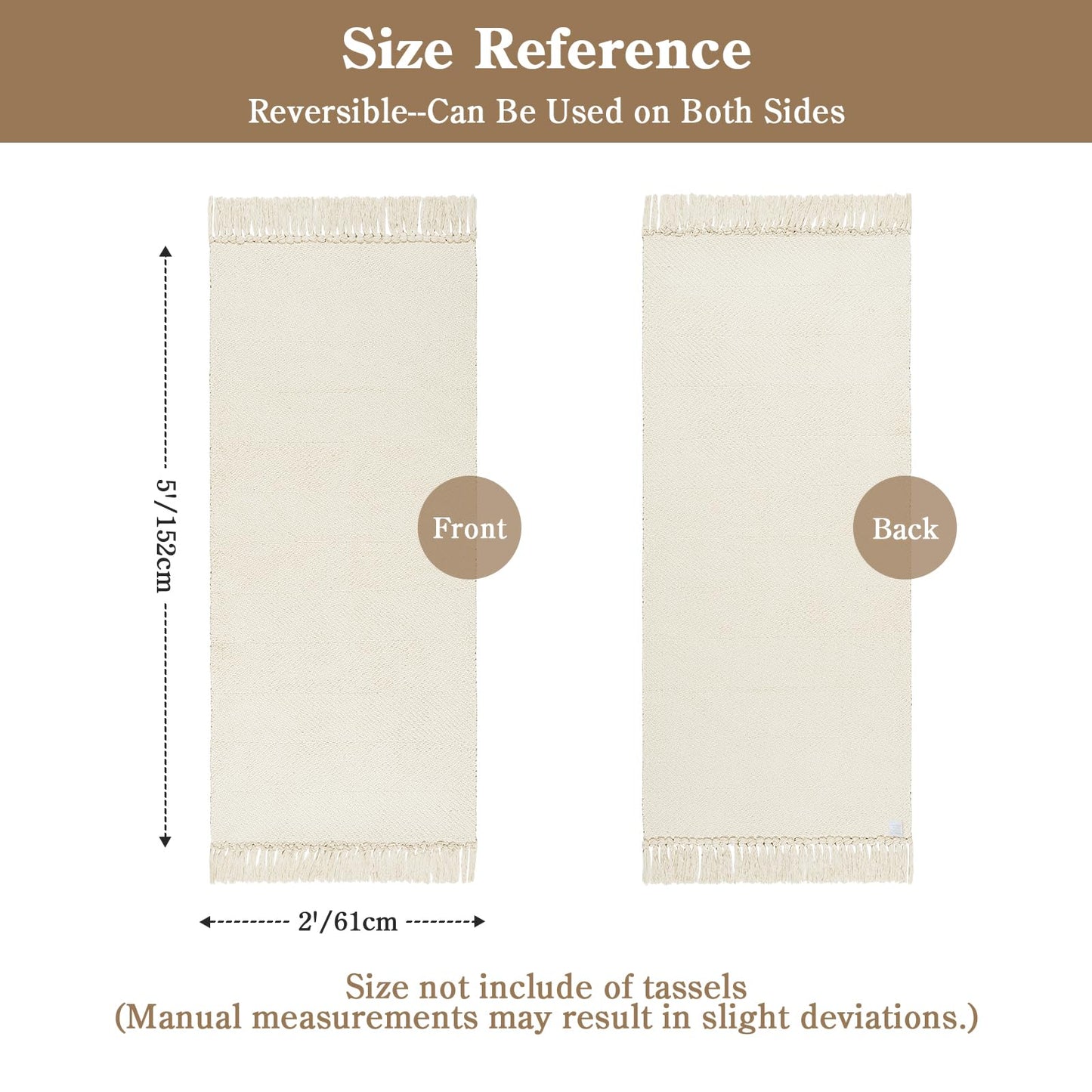 Collive Bathroom Runner Rug, 2' x 5' Modern Farmhouse Kitchen Runner Rug Hand-Woven Entryway Rugs Runners for Hallway, White Boho Washable Laundry Carpet Indoor Front Door Mat for Bedroom Decor
