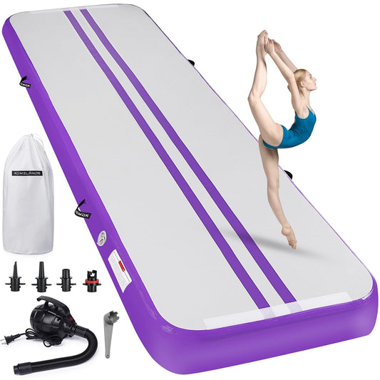ROMELANDS Inflatable Air Gymnastics Mat, 10ft Tumble Track Tumbling Mats with Electric Air Pump for Home/Gym/Training/Cheerleading/Beach/Park/Yoga/Water