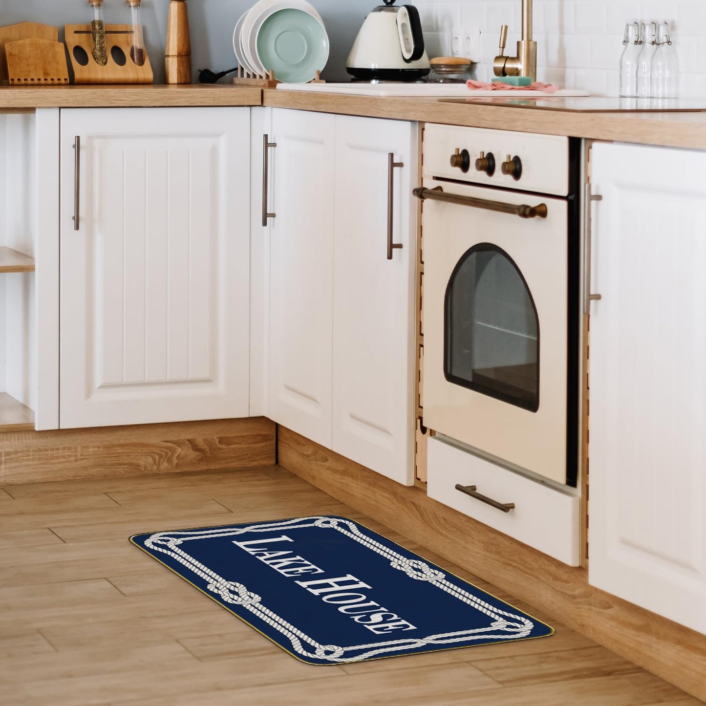 Mingnei Lake House Welcome Doormat Door Mat for Home House Entrance, Navy Blue Nautical Lake Home Floor Mats for Outdoor Outside Entryway Rug 30x17 Welcome Doormat Indoor