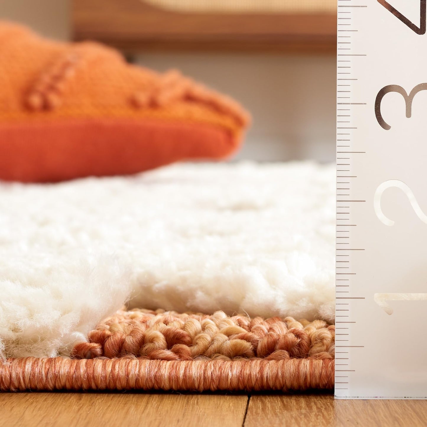 SAFAVIEH Moroccan Tassel Shag Collection Area Rug - 5'3" x 7'6", Ivory & Brick Rust, Non-Shedding & Easy to Clean, Plush High-Low Texture, Ideal for Living Room, Bedroom, Dining Space (MTS688P)