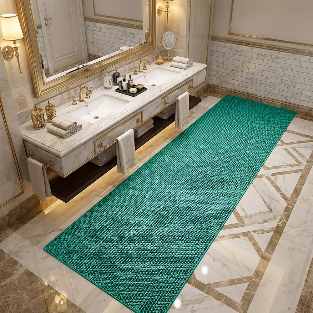 LITA Drainage Non Slip Flooring Mats Swimming Pool Bathroom Mat Anti-Fatigue PVC Mat Heavy Duty Commercial Anti Slip Floor Mats for Outdoor Balcony Garage Restaurant Sauna SPA (Green, 3FTX10FT)