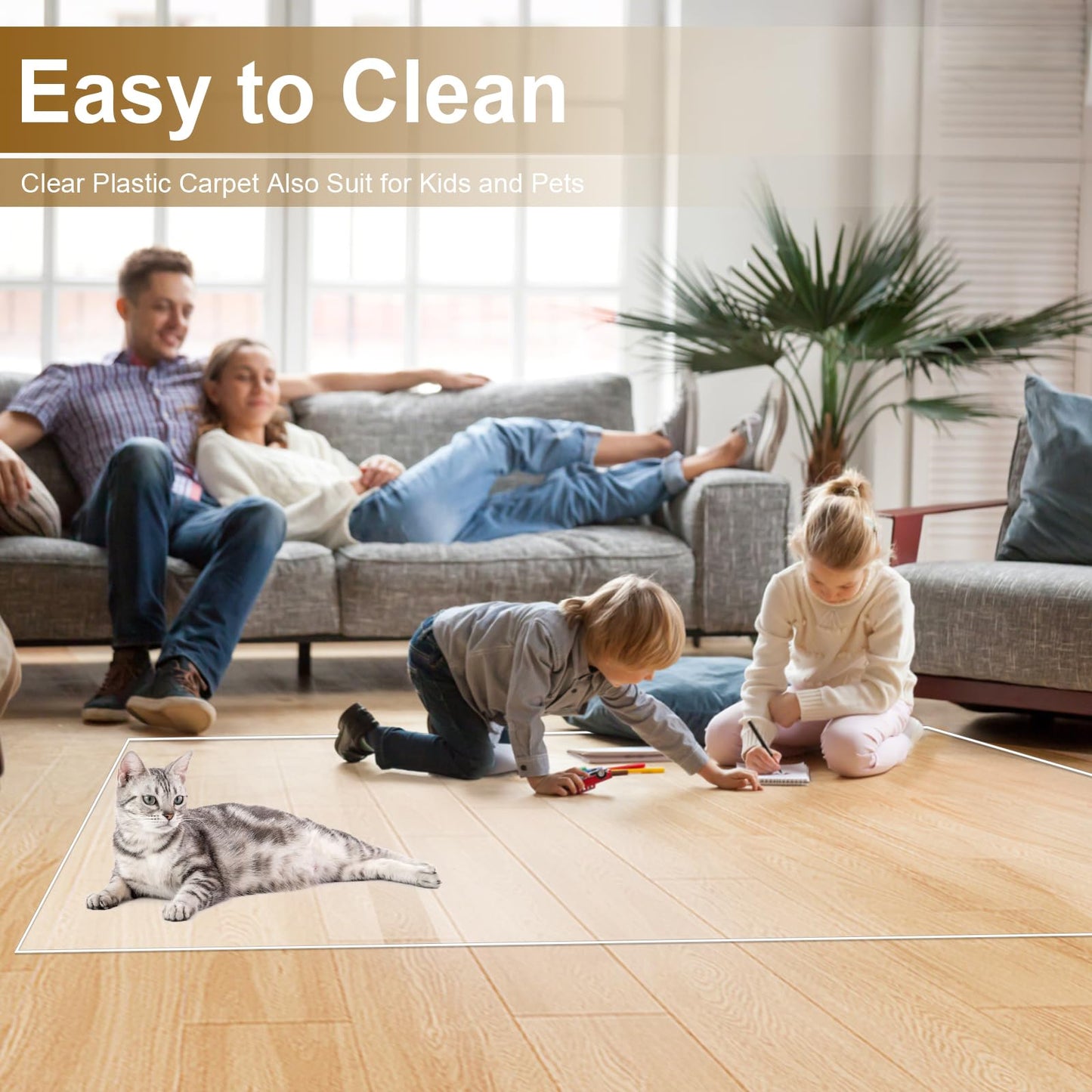 3x4 ft Clear Runner, 36"x48" Plastic Area Rug, Vinyl Transparent Office Chair Mat