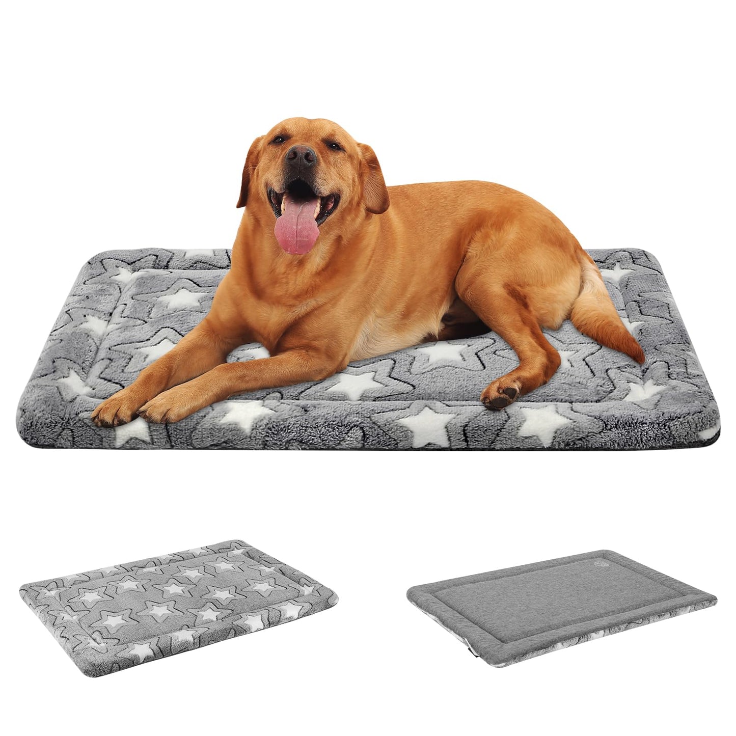 EMPSIGN Dog Crate Pad - Reversible Kennel Mat (Cool & Warm), Machine Washable, Cozy Star Pattern Sleeping Pad for Small Medium Large Dogs, All-Season Pet Bed, Suitable for 42"x28" Dog Crate, Grey