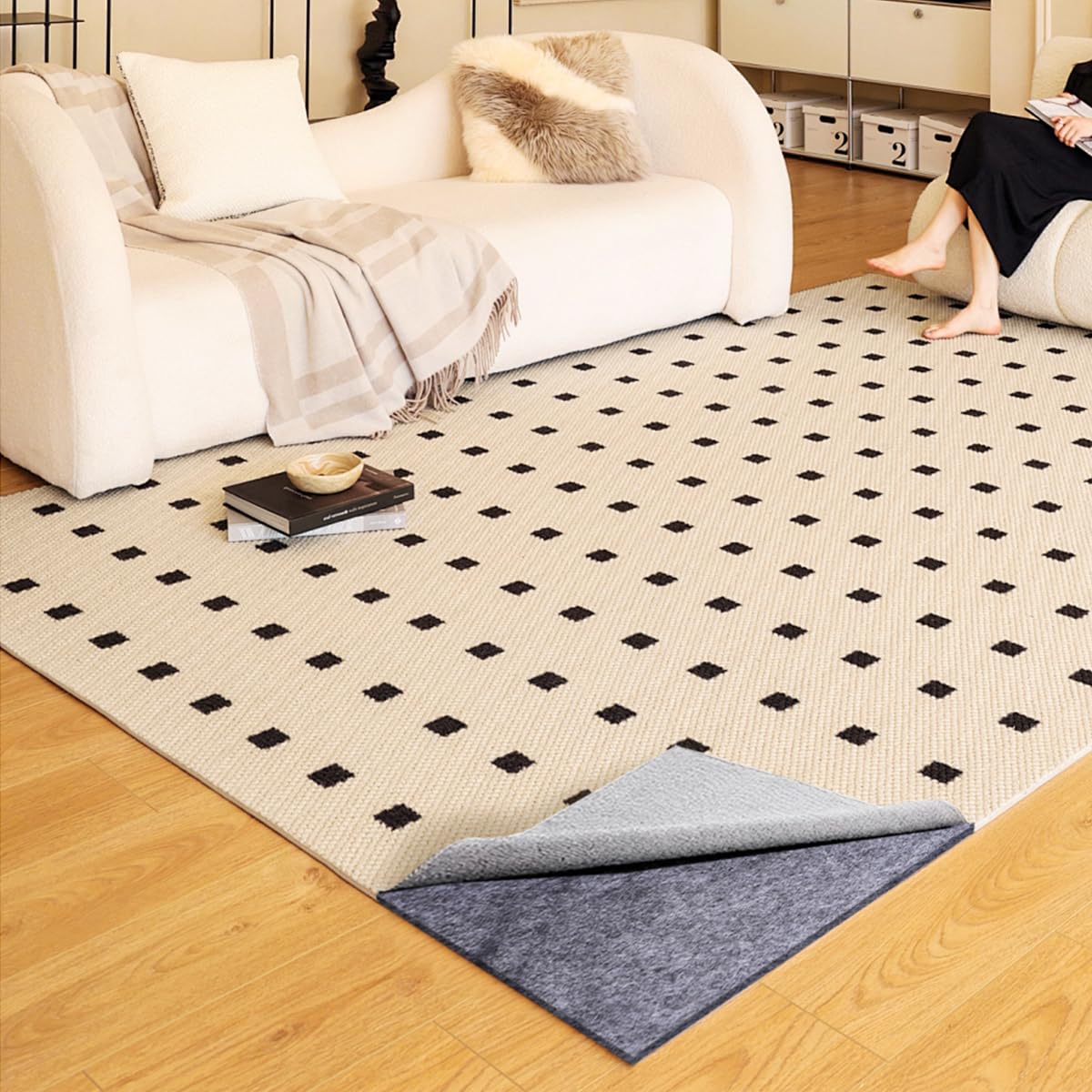 Extra Large Area Rug Cushioned Pad,5x8 Ft 1/2”Thick Felt Pad for Hardwood Floors, Keeps Rug in Place Soft