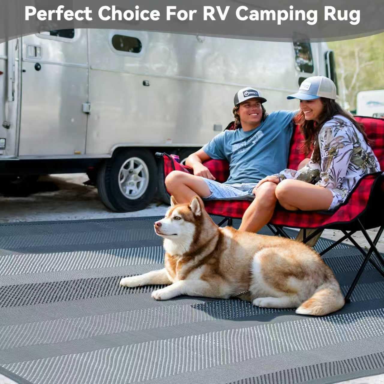 UKISS Outdoor Rug Carpet，Reversible Portable Plastic Straw Camping Rugs， 8' x 10' Waterproof Mat， Large Outdoor Area Rugs for Patio，RV, Picnic, Backyard, Deck, Balcony, Porch, Beach, Grey