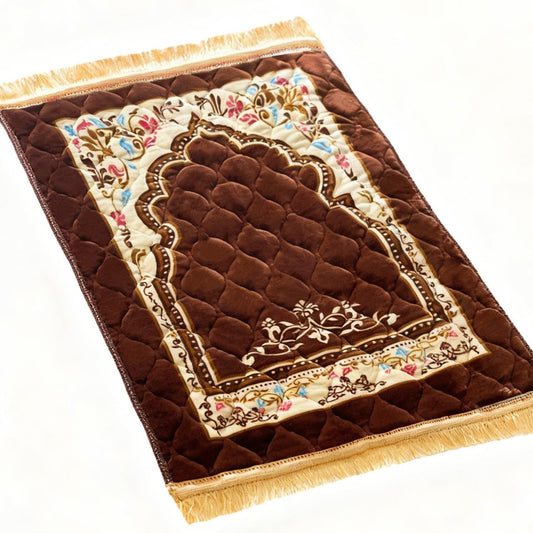 JE JOUE Prayer Rug Muslim Mat Islamic Soft Large Prayer Matt Islam, Padded Islamic Prayer Mat Thick for Men and Women, Janamaz, Sajadah （Brown）