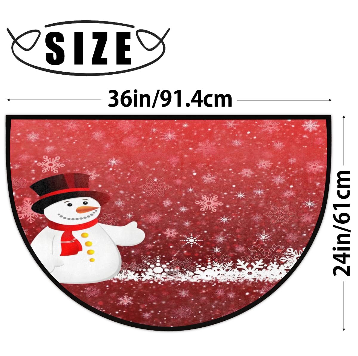 Christmas Door Mat for Outdoor Indoor Welcome Mat Snowman Red Half Round Doormat Christmas Entryway Rug 24" x 36" Holiday Door Mats for Home