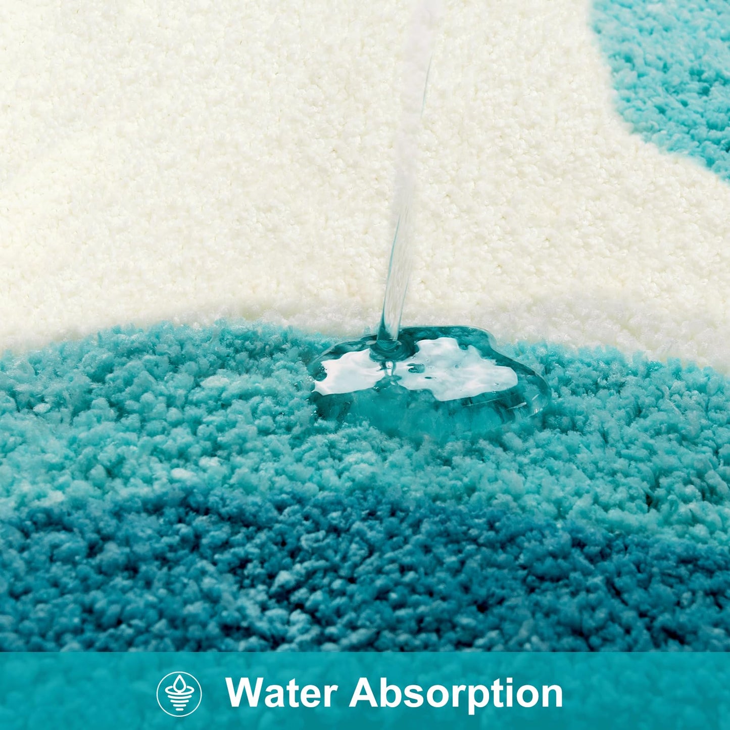 HAOCOO Aqua Blue Gradient Scalloped Runner Rug, 24x59 Inch Irregular Shape Bath Rug,Washable Absorbent Bathroom Runner Rug for Bedroom Bathtub Sink Shower