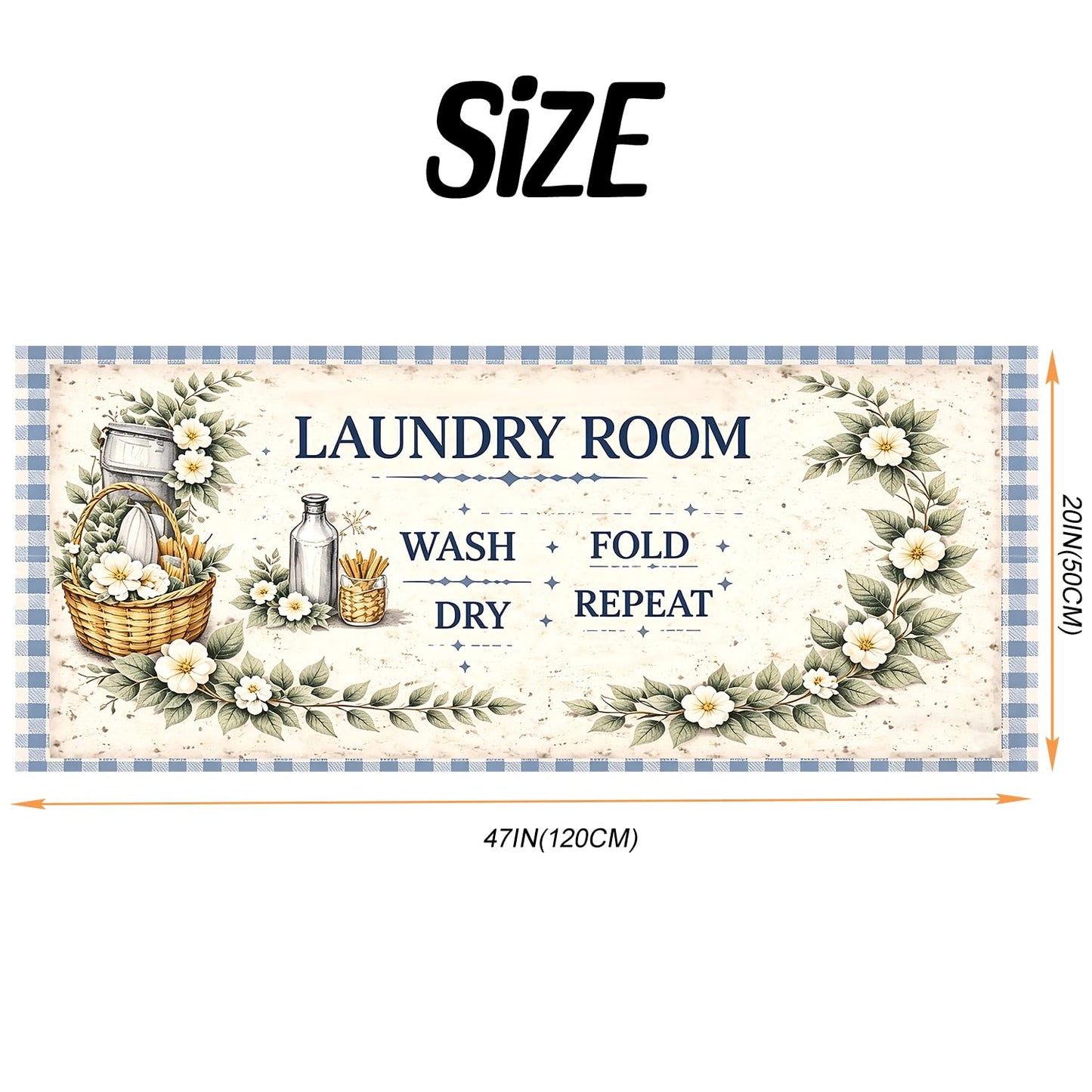 LEIWEIHOPE Retro Farm Summer Runner Rug 20x47 inch Non-Slip Waterproof Laundry Room Rug Kitchen Runner Bathroom Mat with Festive Designs,Outdoor Indoor Entryway Floor Mat Home Decor