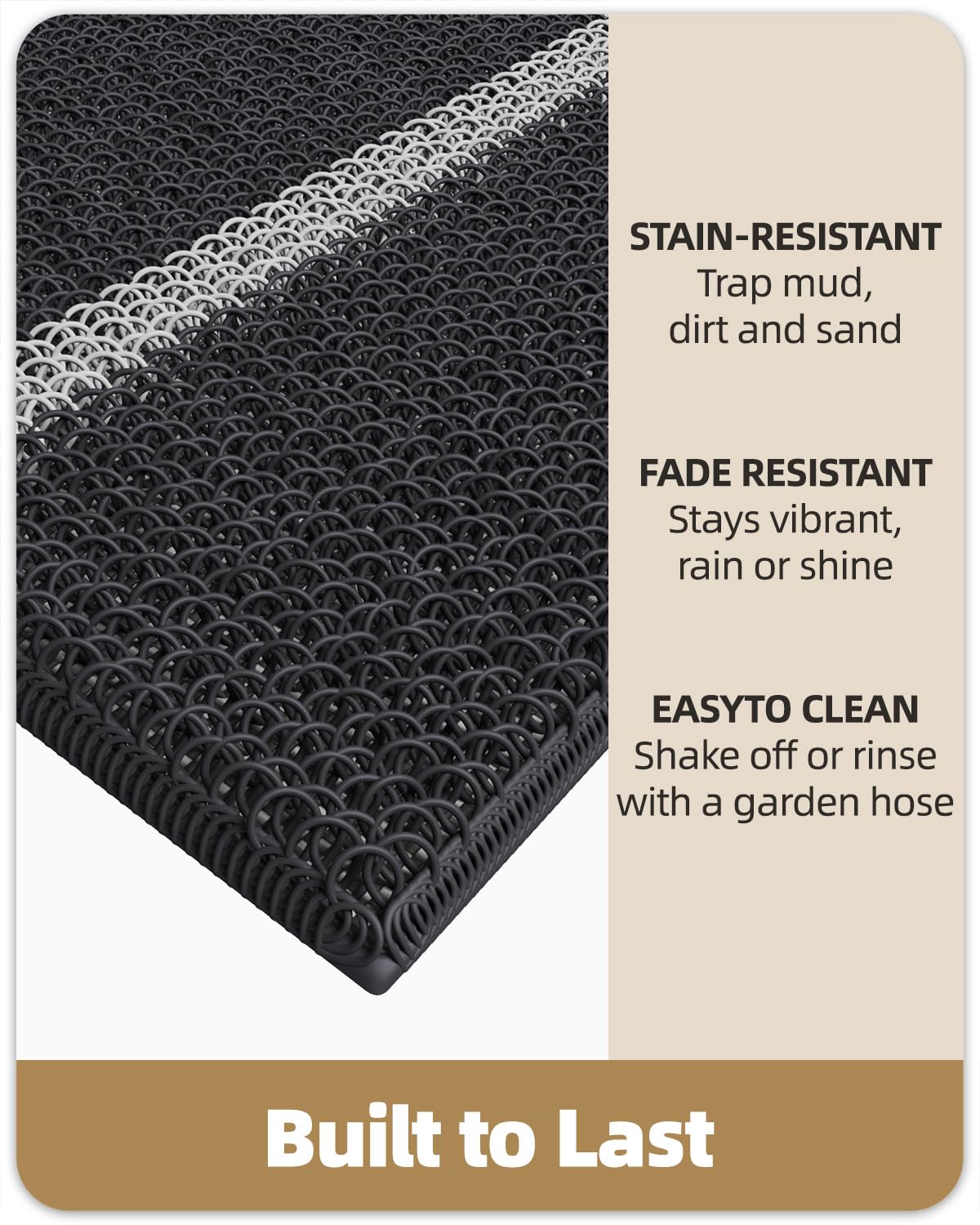 Color&Geometry Front Door Mat (1-Black, 24"x36")