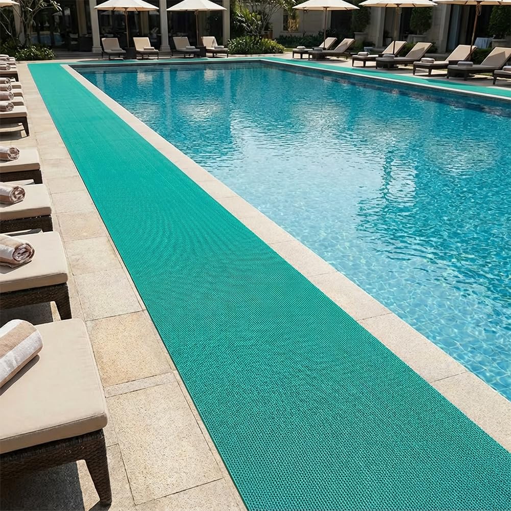 LITA Drainage Non Slip Flooring Mats Swimming Pool Bathroom Mat Anti-Fatigue PVC Mat Heavy Duty Commercial Anti Slip Floor Mats for Outdoor Balcony Garage Restaurant Sauna SPA (Green, 3FTX10FT)