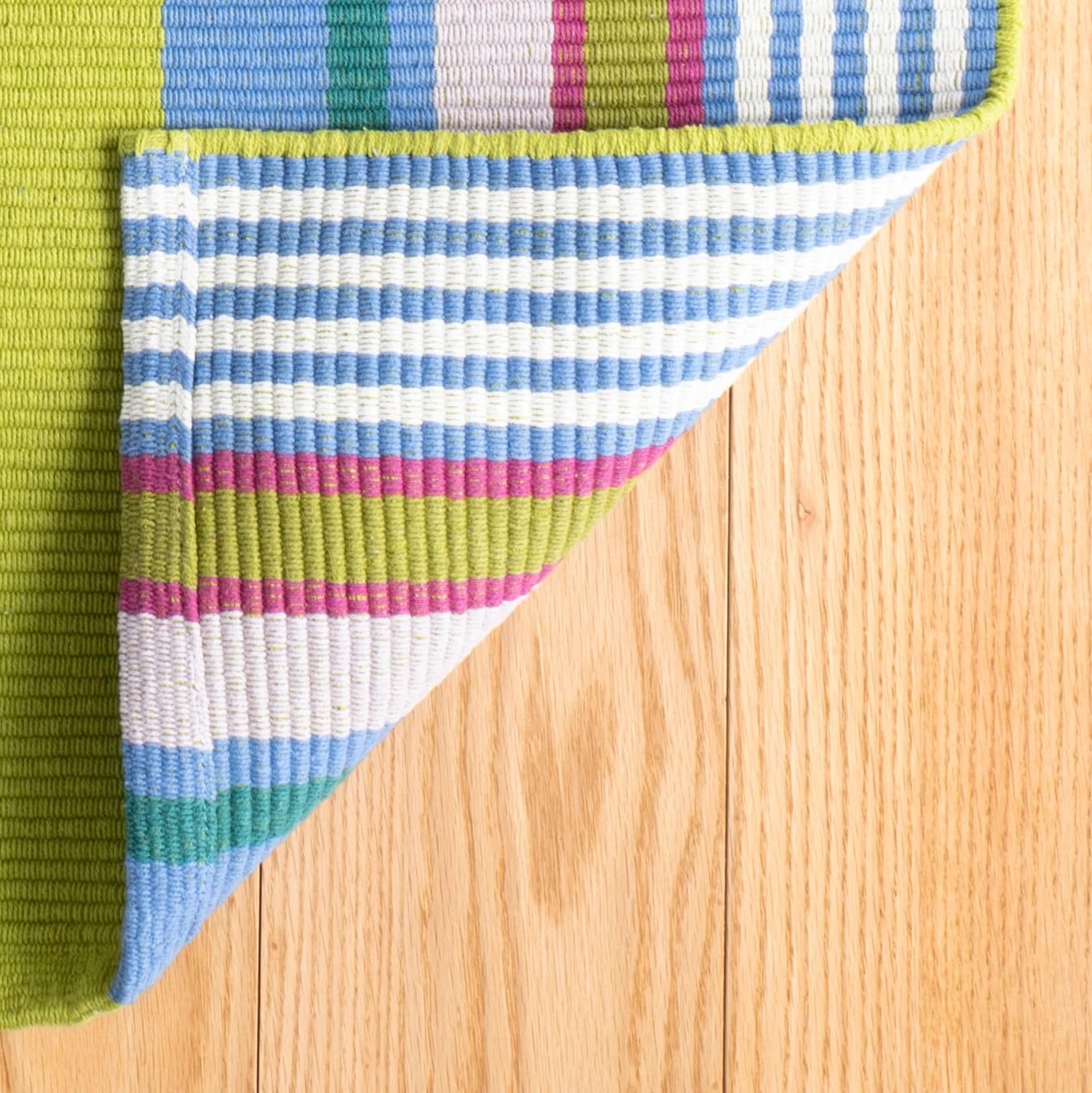 Dash & Albert Mellie Stripe Handwoven Cotton Rug, 2.5 X 8 Feet, Multicolored Stripe Pattern