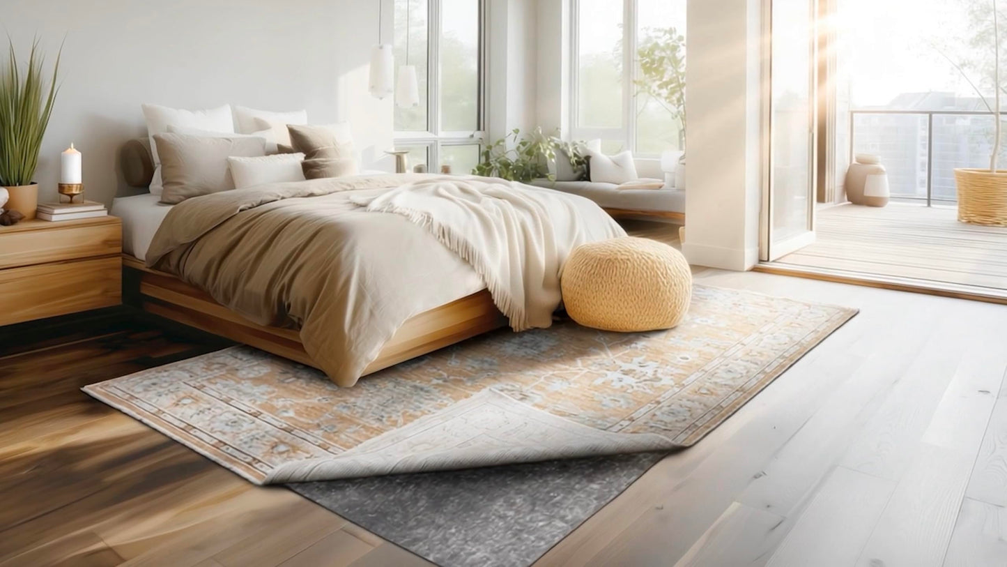 Mohawk Home 8' x 10' Premium Luxury Non Slip Rug Pad 1/4 Thick Dual Surface Felt + Rubber Gripper - Safe for All Floors, Synthetic Fiber, Grey