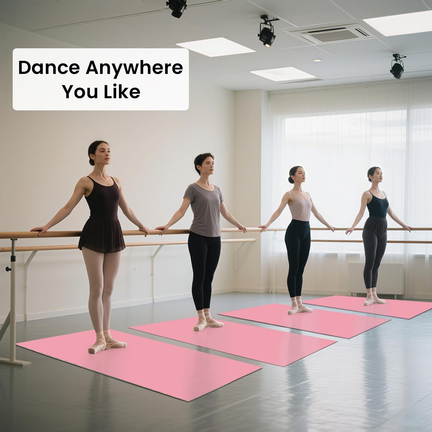3×6.6ft Marley Dance Floor, 3.5mm Portable Dance Floor with Shoulder Strap, Non-Slip Shock-Absorbing Portable Marley Floors for Ballet Jazz Pop Practice - Ideal for Home Studio School