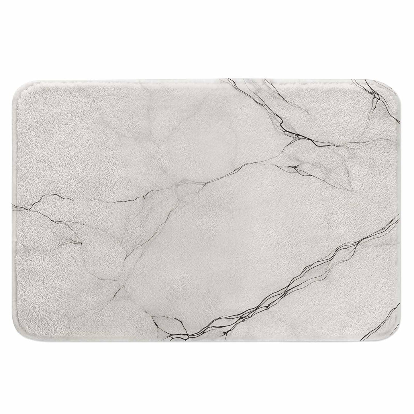 Lungtao Marble Bath Mat for Bathroom Abstract White Gray Marble Texture Bath Rugs Door Mat Non Slip Rubber Backed Bathroom Floor Mat for Bathtub Sink Shower 20"X32"