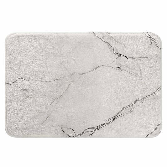 Lungtao Marble Bath Mat for Bathroom Abstract White Gray Marble Texture Bath Rugs Door Mat Non Slip Rubber Backed Bathroom Floor Mat for Bathtub Sink Shower 20"X32"