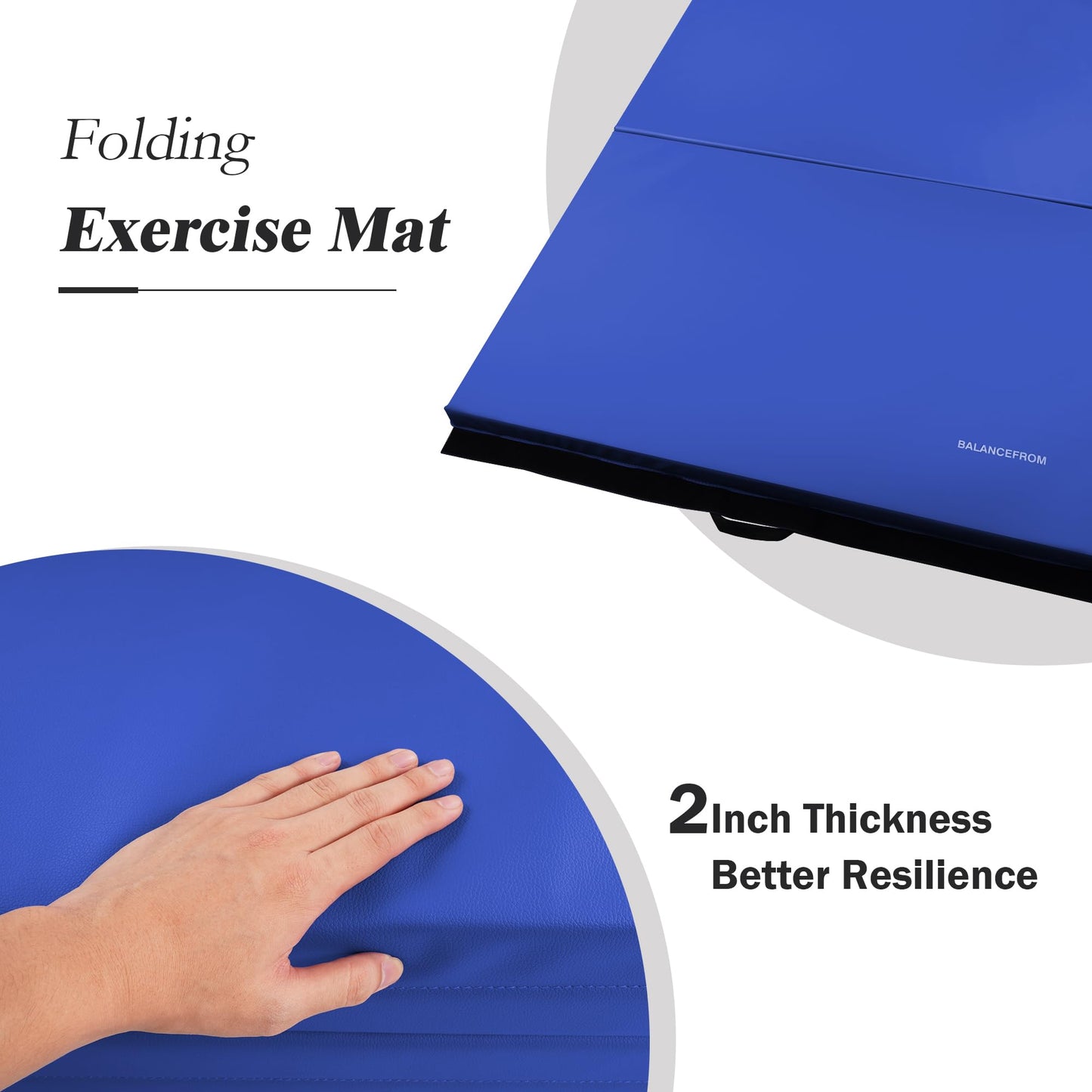 Fitvids Gymnastics Mat, 4'x8'x2" Thick Folding Home Gym Exercise Mat with Tear-Resistant PU Leather and Handles, Workout Mat for Yoga Pilates Tumbling Stretching MMA Core Workouts Wrestling