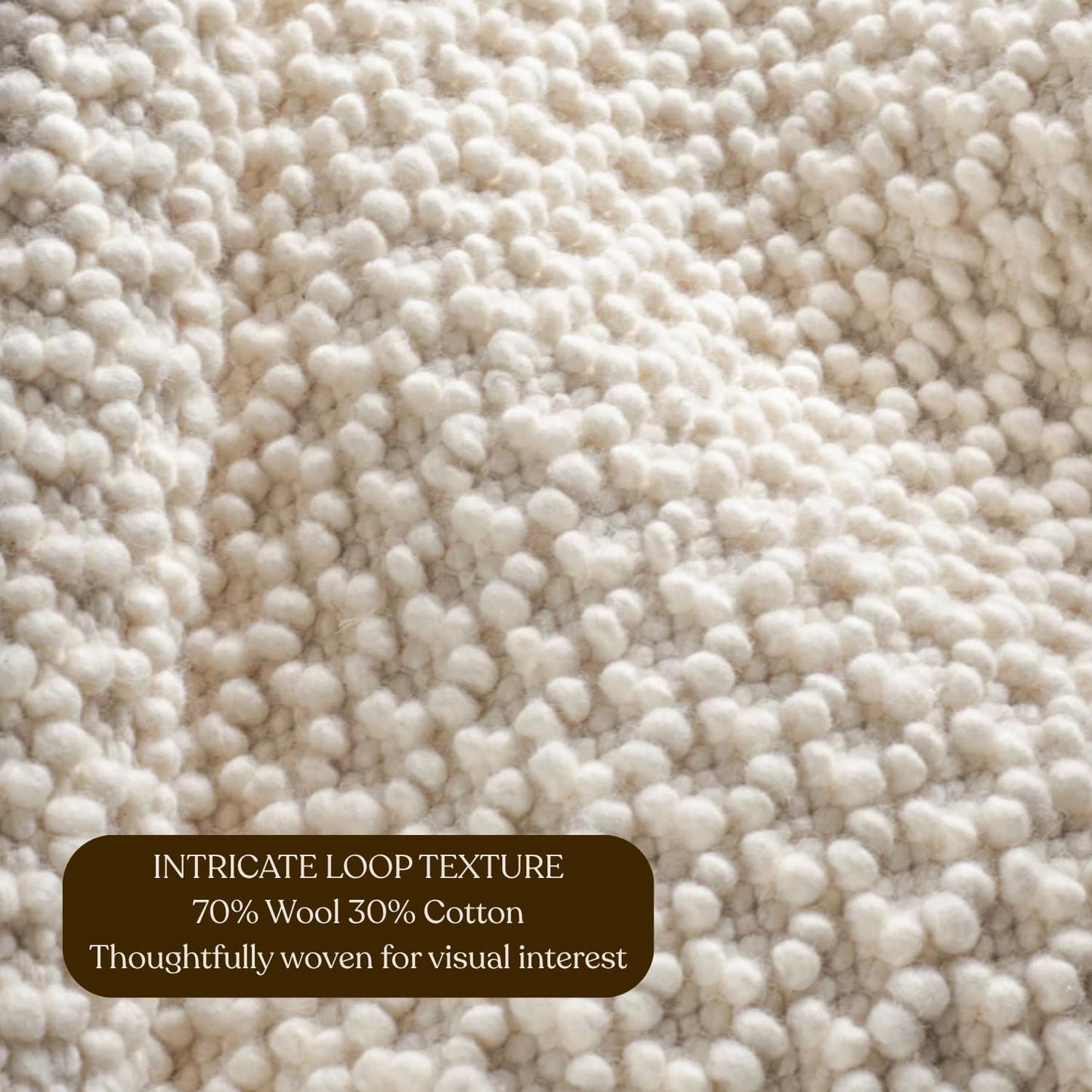 The Knitted Co. Handwoven Wool Area Rug - Hand Woven Natural Carpet Rugs- Bedroom Living Room Dining Room (Ivory- 6'x9')