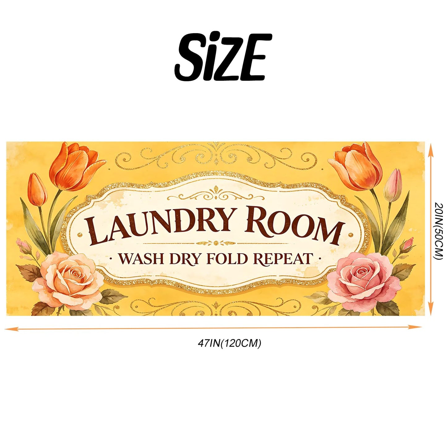 LEIWEIHOPE Rose Lily Summer Runner Rug 20x47 inch Non-Slip Waterproof Laundry Room Rug Kitchen Runner Bathroom Mat with Festive Designs,Outdoor Indoor Entryway Floor Mat Home Decor