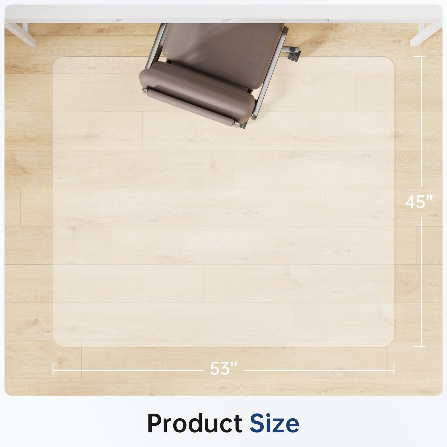 Cybstrax Office Chair Mat for Hardwood Floor - 45 x 53'', Transparent Computer Desk Chair Mat Easy Glide Floor Protector Mat for Rolling Chairs Office & Home