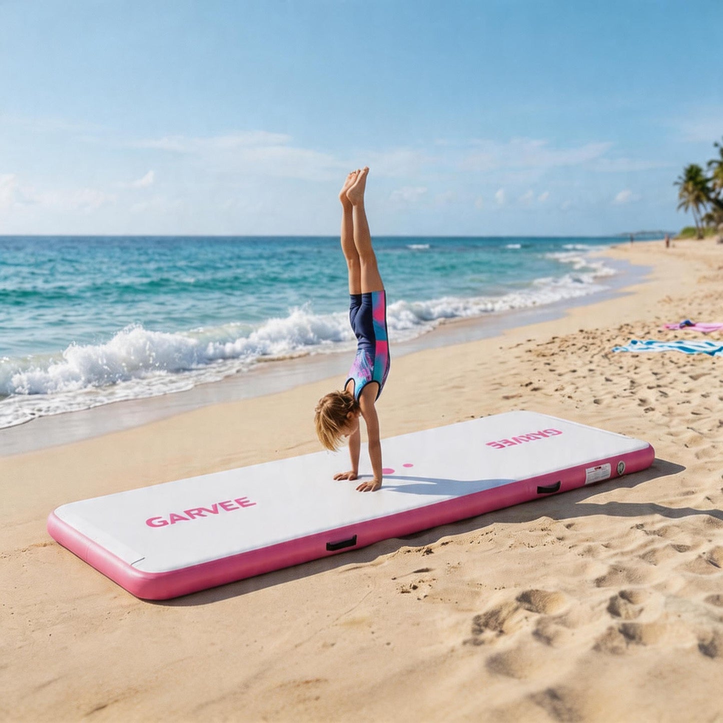 Garvee Inflatable Air Gymnastics Mat, 10ft/13ft/16ft Training Mat with Air Pump & Storage Bag, Tumble Track Mats, 4 Inches Thickness Gymnastics Tracks for Outdoor Cheerleading Yoga Exercise