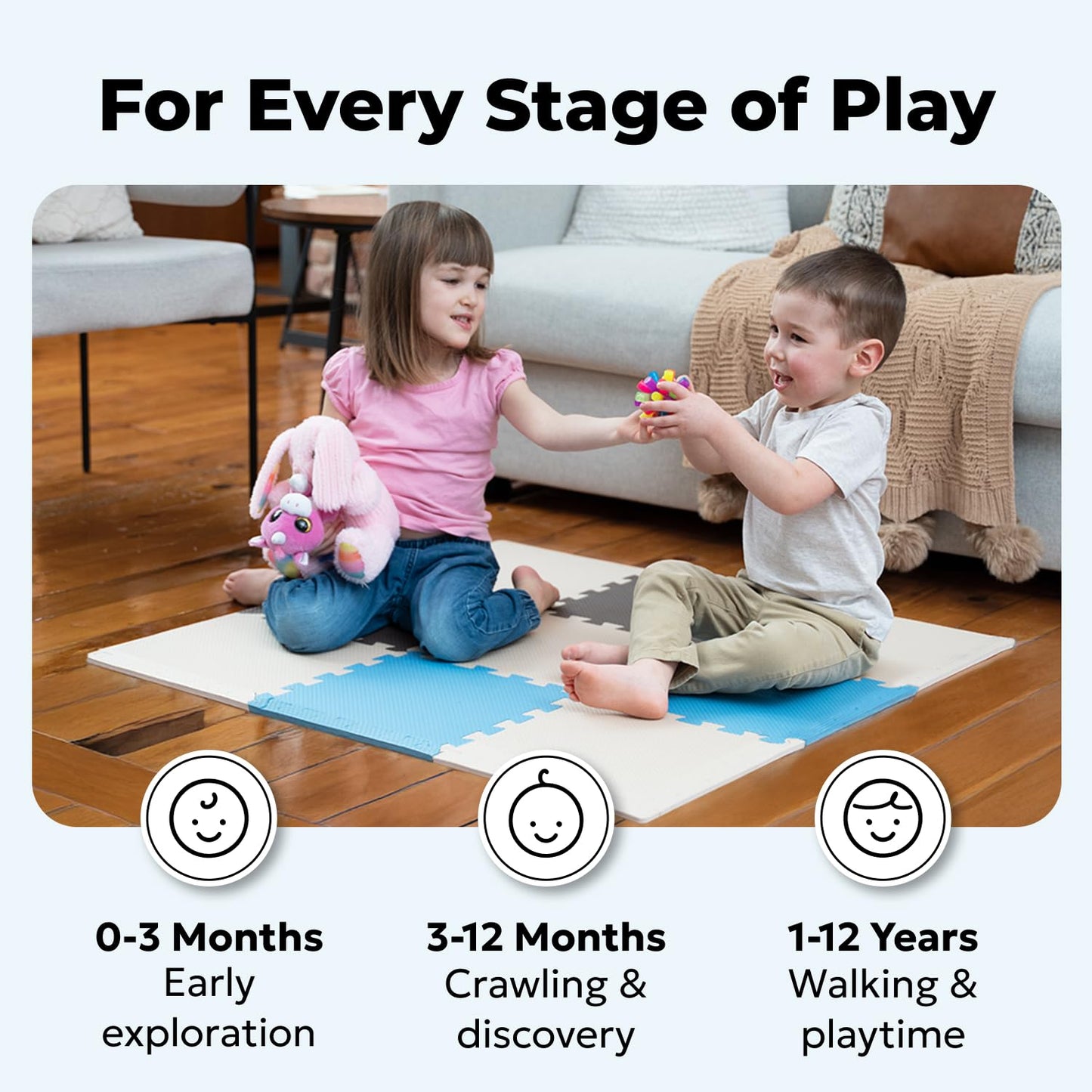 MioTetto Baby Play Mat, Comfortable Playtime Mat – Portable Foam Floor Tiles, Safe Baby mat for Floor for Crawling & Development, Soft Play mat for Babies, Stylish Interlocking Foam Tiles