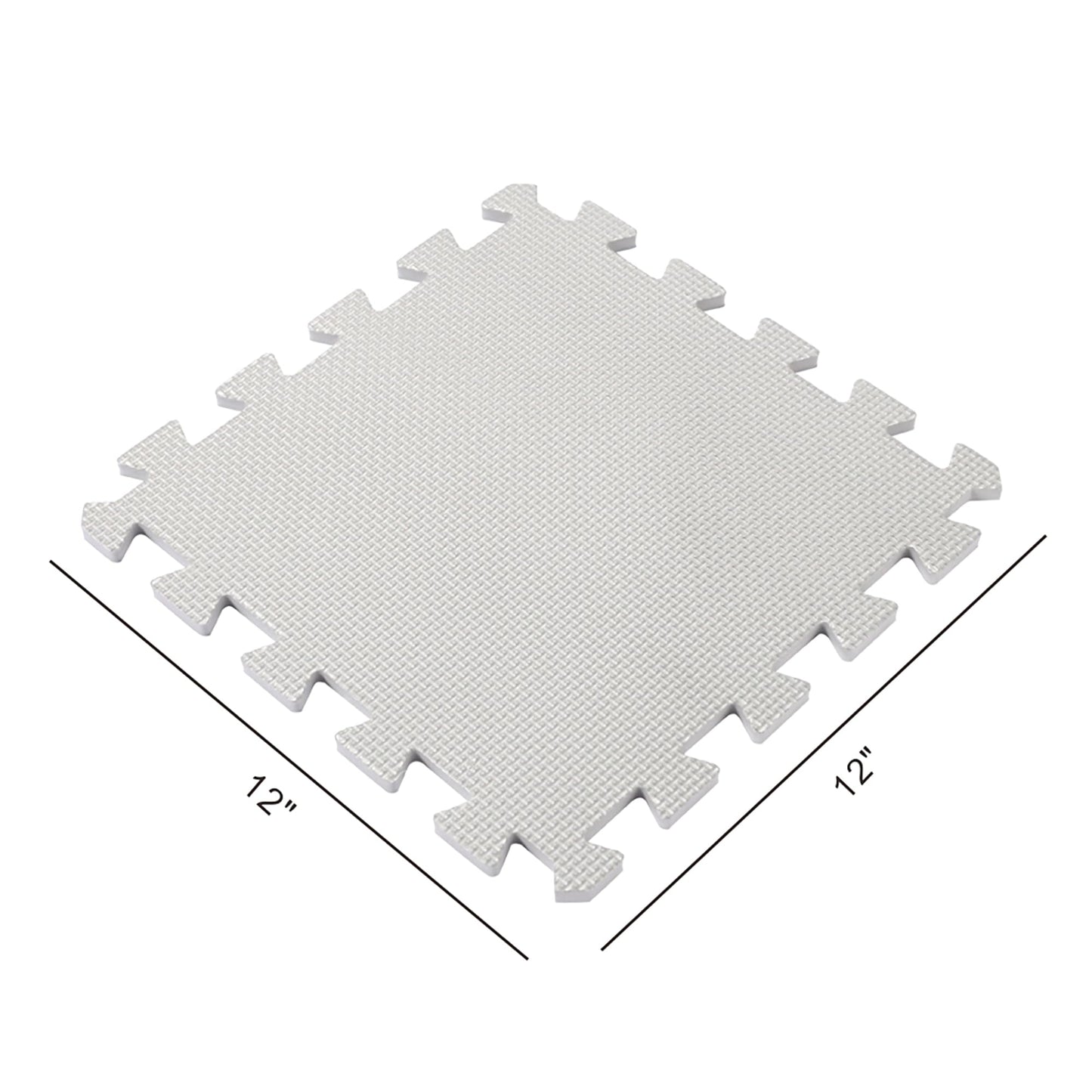 Easy Playhouse: 12 Soft Foam Floor Puzzle Tiles - Black-Grey-White - 12" Interlocking Mat Pieces (4'x3'), Nursery, Playroom, Gym, Children & Adults