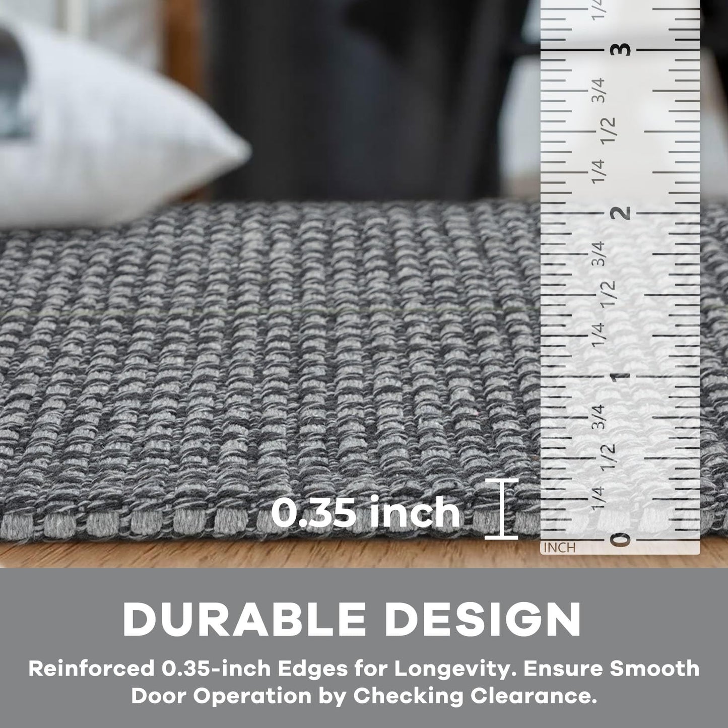 KOZYFLY Boho Rugs for Entryway Rugs 4x6 ft Washable Area Rugs Rubber Backed Living Room Rugs Braided Woven Cotton blend Indoor Outdoor Floor Carpet for Dining Room Living Room Bedroom, Dark Grey