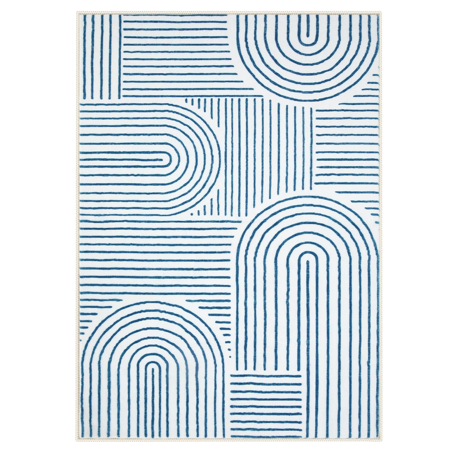 Lahome Abstract Washable Rugs, 4x6 Blue Rug for Bedroom Nursery Soft Non Slip Modern Living Room Rug, Ultra-Thin Non-Shedding Throw Carpet for Entryway Kitchen Office Darrell(4'x6',Blue/White)