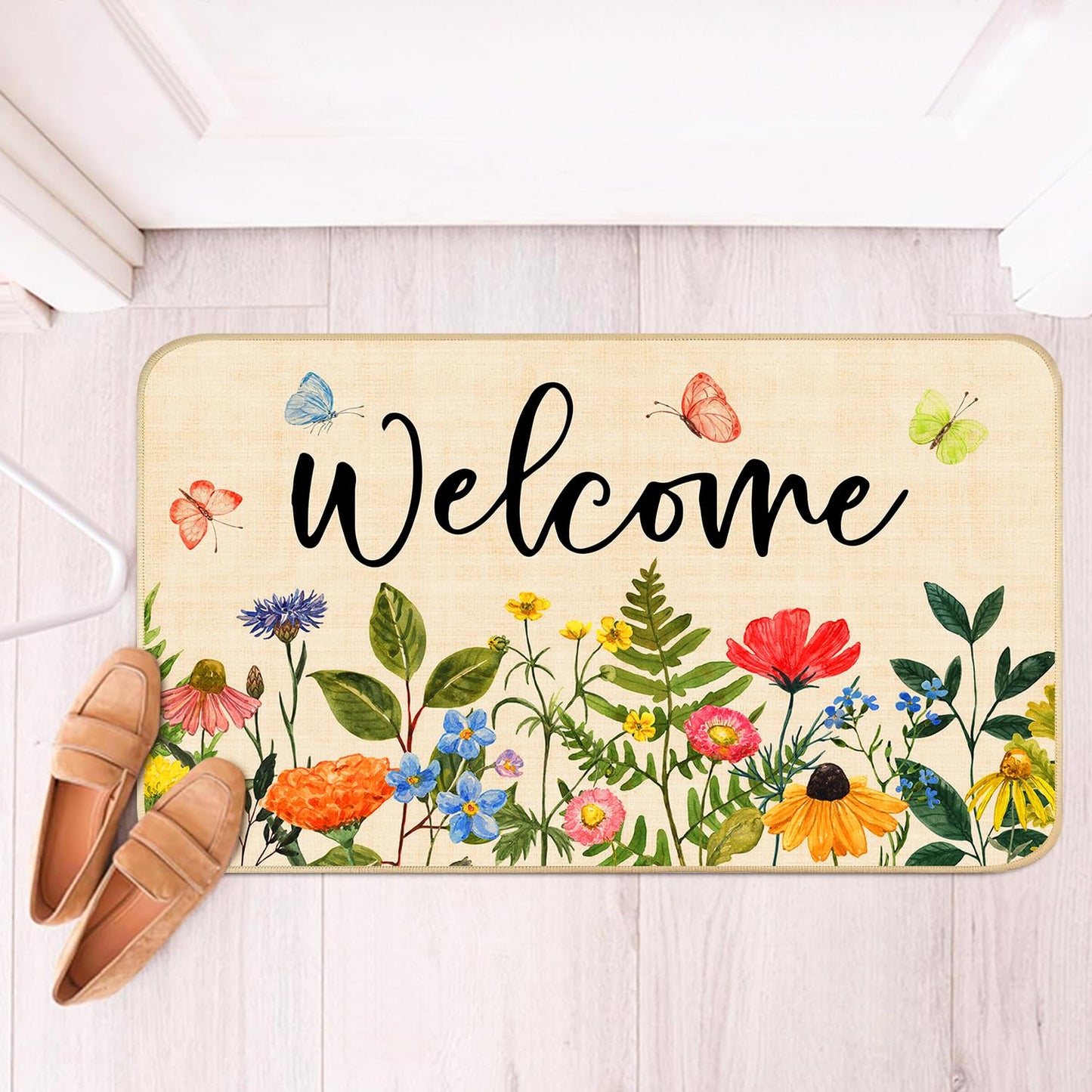 Nialnant Door Mat Outside Entrance, Floral Outdoor Mats for Front Door