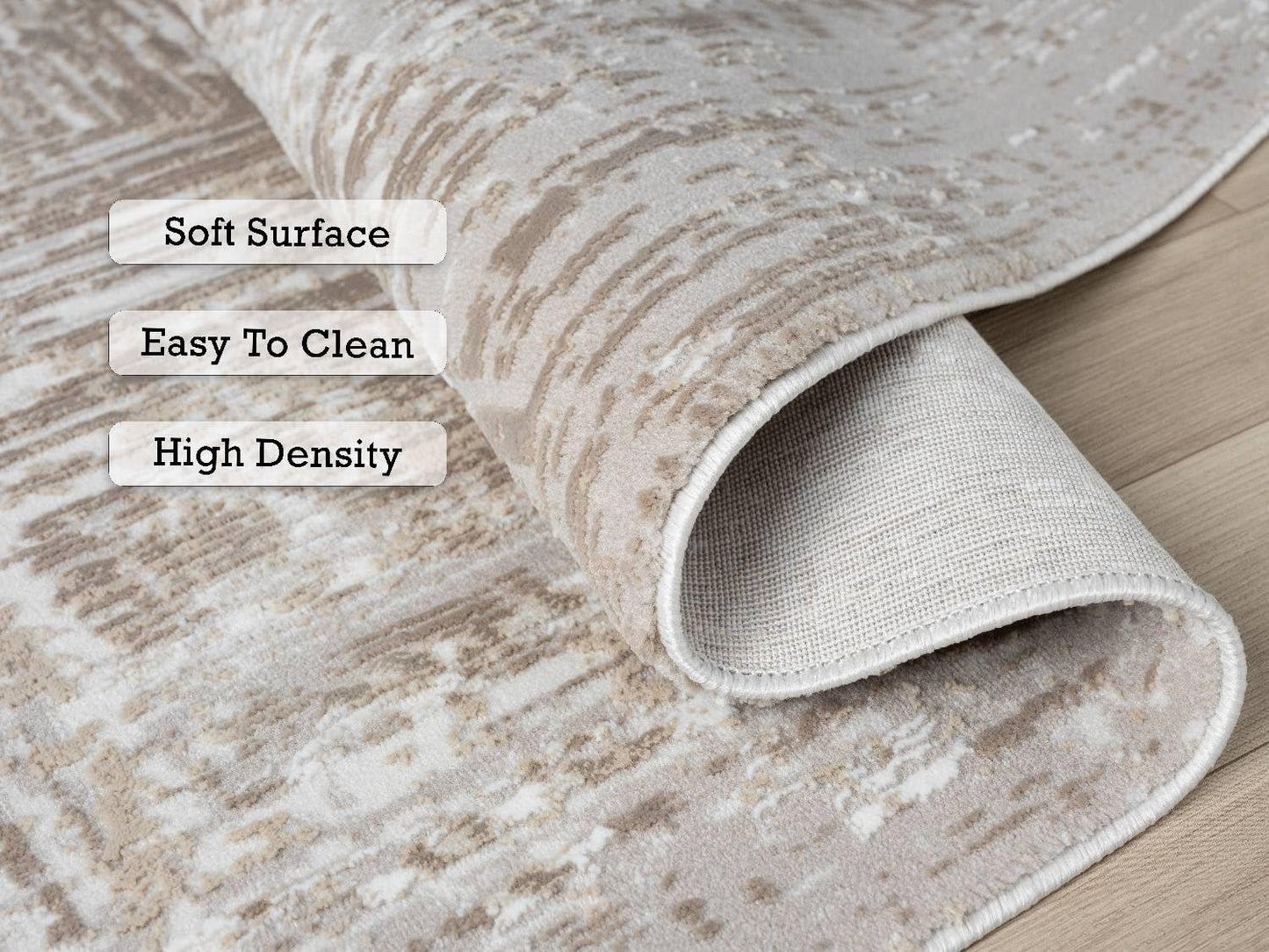 RUGGERRUGS Amy Modern Abstract Area Rug for Living Room, 4x6 Contemporary Textured Geometric Beige Neutral Rug, Stain Resistant Non-Shedding Carpet for Bedroom, Dining Room or Kitchen (4' x 6', Beige)