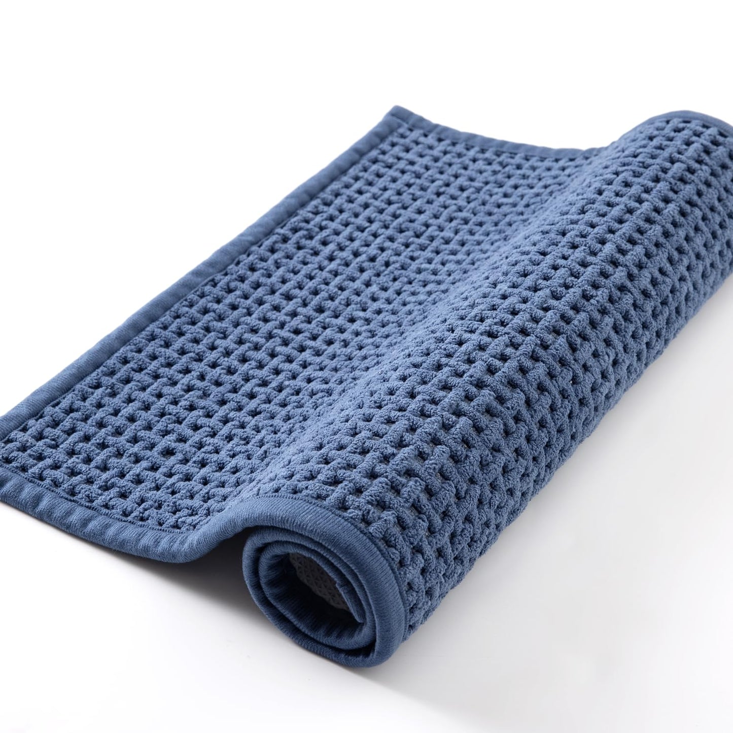 HRILO Bathroom Rugs Non Slip Washable, Super Absorbent Thin Bath Mat for Small Quick Dry Low Pile Bathroom Rug, (Navy Blue, 36″x24″)