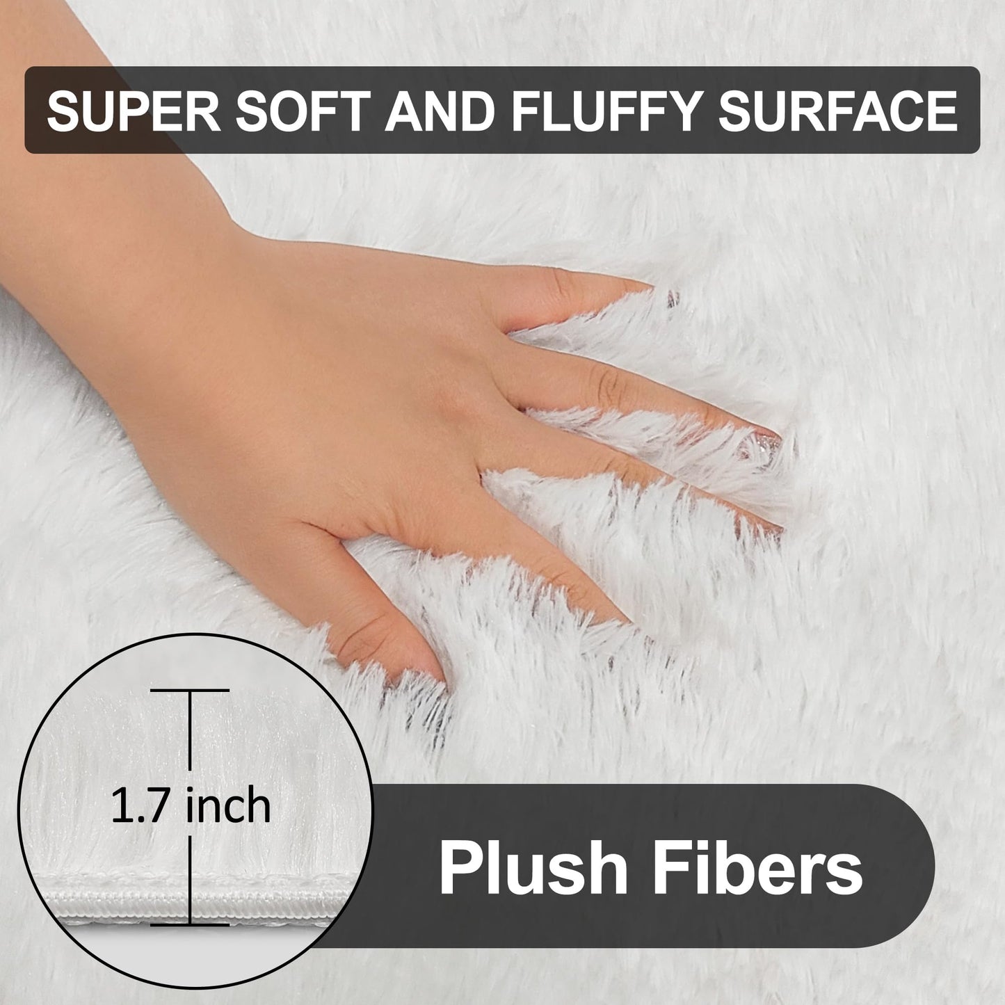 ZJYeRug White Runner Rug,Fluffy White Rug Runners for Bedroom Living Room,2x6 ft Washable No Slip Shag Fuzzy Carpet,Plush Soft Faux Fur Floor Area Rugs for Hallway Nurser Kid Dorm Home Decor Aesthetic