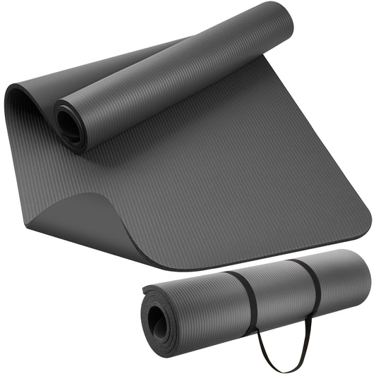 KEEP Extra Thick NBR Yoga Mat for Women & Men, 15mm Thick, 72”x32” Large Exercise Mat with Non-Slip Workout Mat for Yoga, Pilates, Stretching, Meditation – Wide & Cushioned Fitness Mat,Grey