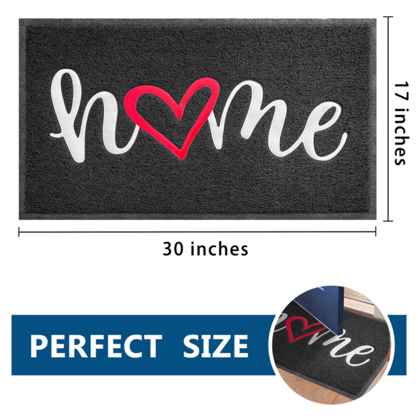 EARTHALL Door Mat Outside Inside Home Doormat, 30"x17.5", Durable Floor Mat Non Slip Mat Ultra Absorb Mud Easy Clean Front Doormat for Garage, Entryway, Patio, High Traffic Areas, Black