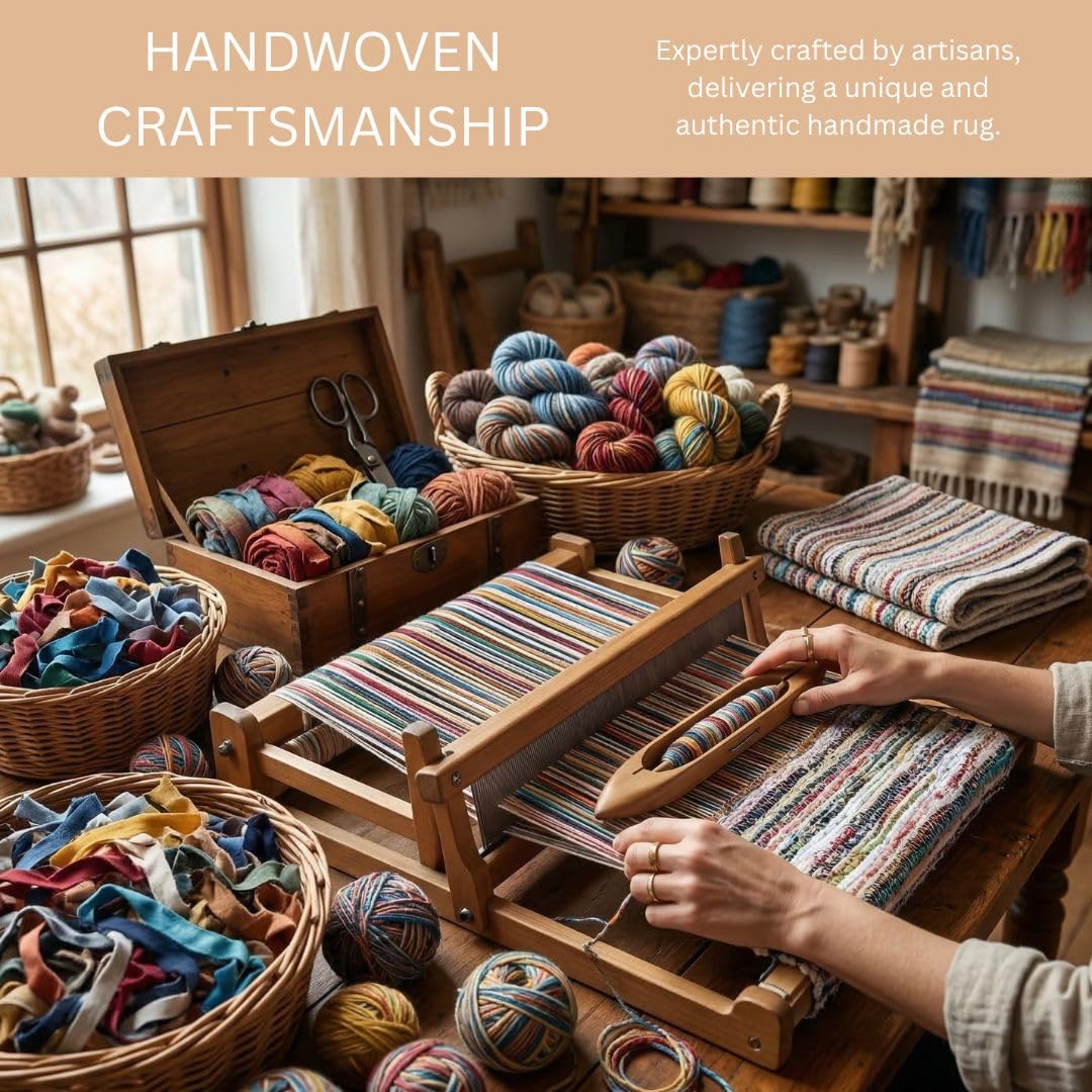 WeWove Hand Woven Chindi Rug Cotton - Boho Rustic Farmhouse Area Accent Throw Rug - Area Floor Carpet for Bedroom Living Room Kitchen Dorm Entryway Hallway - 20x32 inch Area Rug Pastel Multicolor