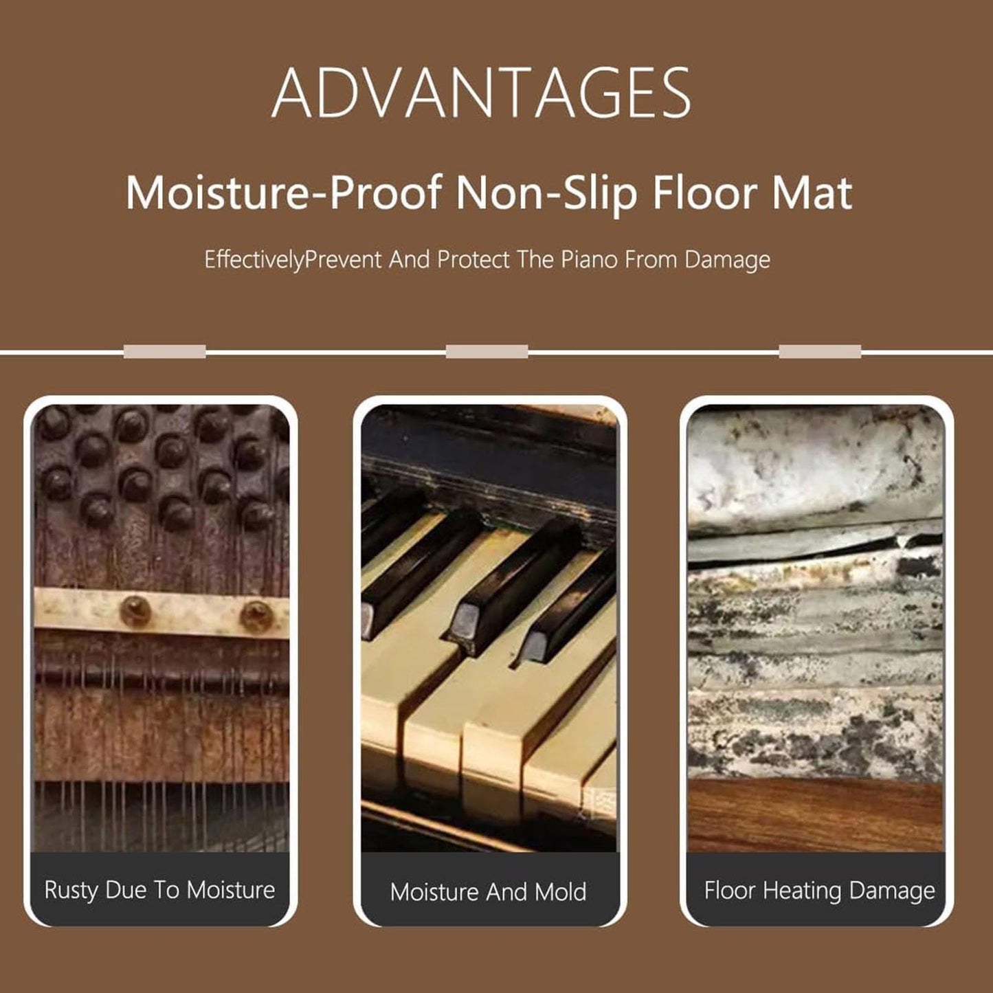 Soundproof Rug for Piano, Upright Piano Carpet Protector Sound Dampening Non-Slip, Rug Set(E)