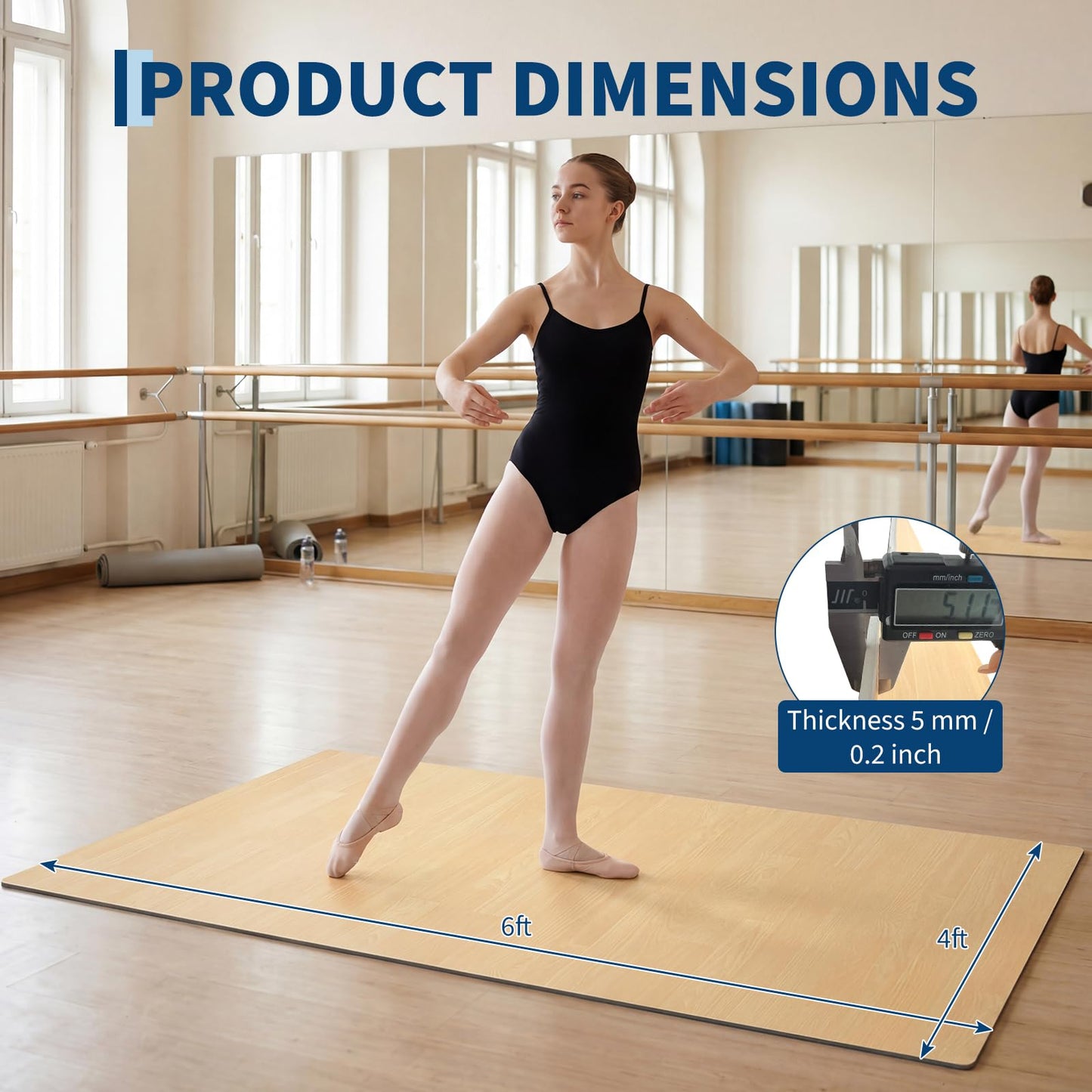 Garvee 6 x 4 ft Dance Floor,Portable Dance Floor Mat,PVC Non-Slip Exercise Flooring for Ballet Jazz & Pop for Home and Gym,Wood Grain