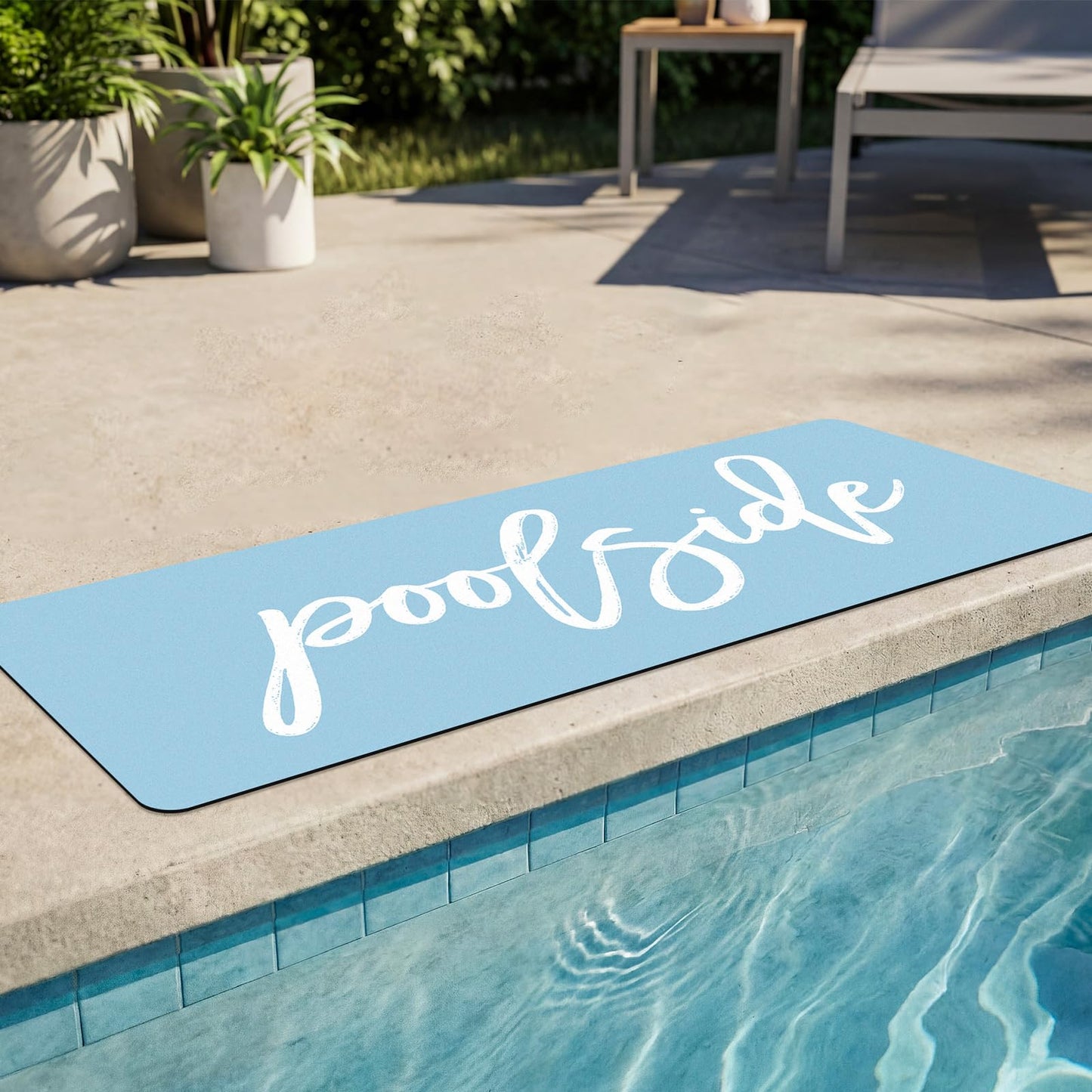 Dunzy Thick Poolside Runner Mat 68 x 24 Inch Non Slip Pool Deck Mat Rug Soft Colorfast Outdoor Indoor for Swimming Pool Beach Lounging(Glacier Blue)