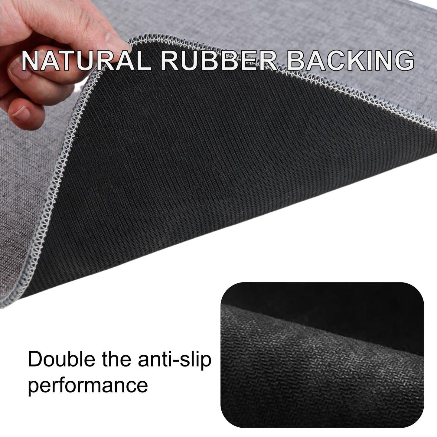 LYGLIGH 1/10 Inch Ultra Thin Indoor Door Mat, Long-Lasting & Maximum Non-Slip Rubber Backing, Washable & Stain-Resistant Entryway Mats with Powerful Dirt Trapper for Various Entrance, 29''X17'', Gray