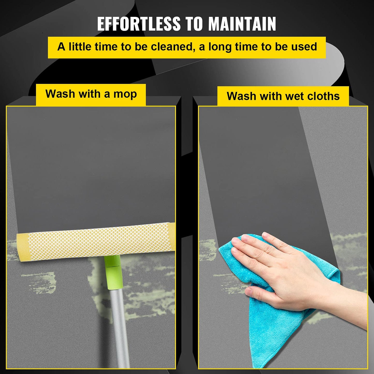 VEVOR Dance Floor 6.6x11.8ft, Portable Dance Floor Roll 0.06in Thick PVC Vinyl Dance Mat Black/Grey Reversible Marley Dance Practice Floor, Non-Slip Dance Flooring for Ballet Jazz Pop Lyrical Style