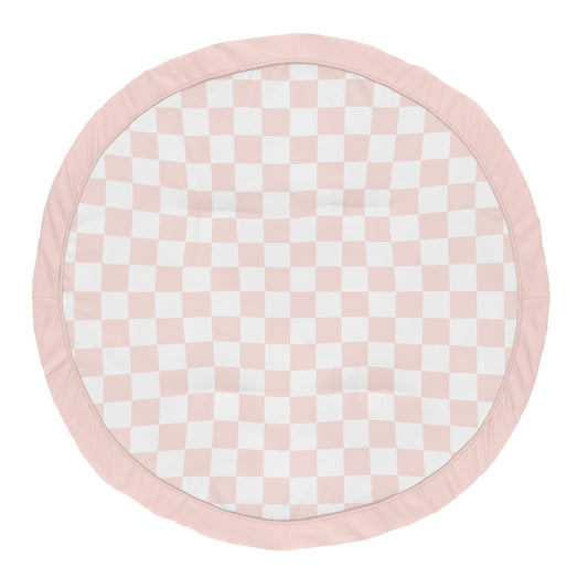 Sweet Jojo Designs Baby Play Mat (Pink Gingham Checkered Plaid) for Girls, Infant, Toddler Tummy Time Activity Floor Playmat (Vintage, Classic, Checkerboard, Geometric, Minimalist, Retro, Blush)