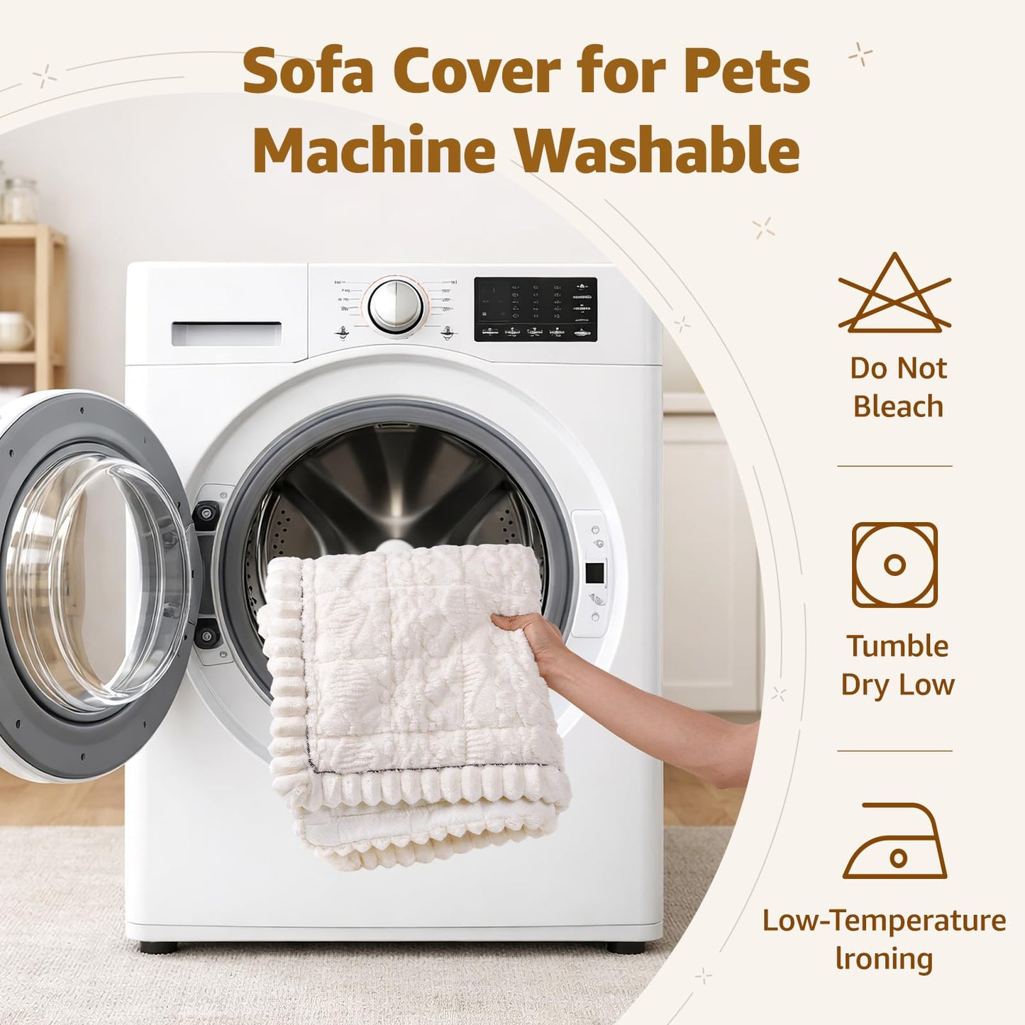 LOOBANI Couch Cover for Dogs Washable: Non Slip Fuzzy Plush Pet Couch Covers for 2 Seat Sofa, Hair Resistant Sofa Protector Pet Friendly, Home Decor Couch Slipcover, 27.6" x 59", White
