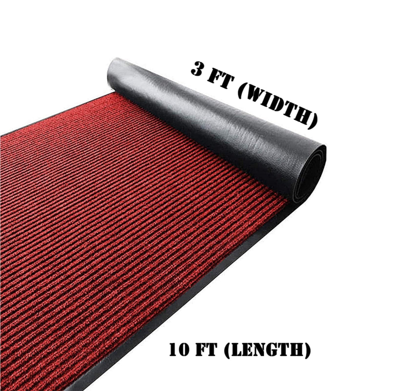 Nisorpa Indoor Outdoor Hallway Runner Rug 3'x10', Non Slip Rubber Backed Entryway Runner Mat, Heavy Duty Commercial Floor Runners for Home Office Hotel Business, Dark Red