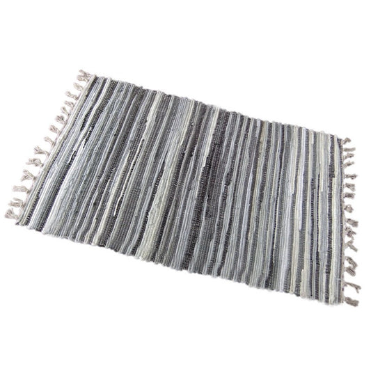 Zeafeel Chindi Rag Rug, Machine Washable Cotton Reversible Rag Rug Hand Woven Multi Color Striped Area Rug Floor Rugs for Bedroom, Living Room, Kitchen and Laundry Room (20'' x 31", Grey)