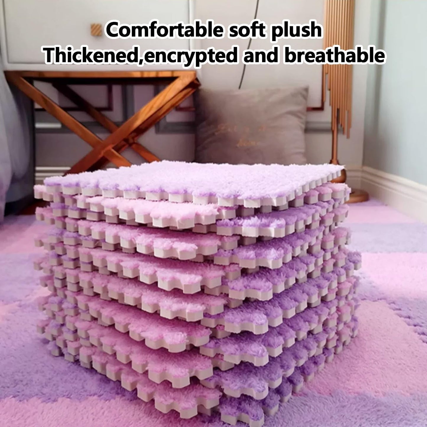 Modern Sound Insulation Carpet, Interlocking Bedroom Area Rugs, Soft Comfort Parlor Carpet, Indoor 10 Pieces EVA Washable Floor Mat, Easy To Disassemble,Seamless Splicing,Suitable For All Seasons. ( C